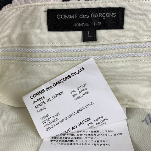 COMME des GARCONS HOMME PLUS Size L Black White Jacquard Cotton Blend Suit
