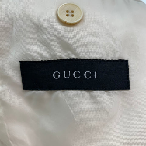 GUCCI Poitrine Taille 40 Beige Solide Coton Revers Cranté 32 29 Costume