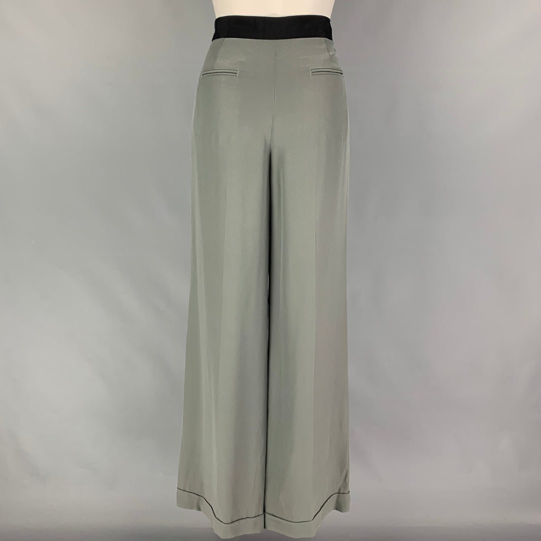 ARMANI COLLEZIONI Taille 6 Pantalon habillé à jambe large plissé en soie et acétate gris