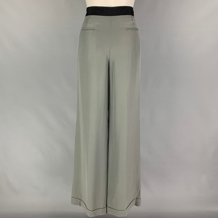 ARMANI COLLEZIONI Taille 6 Pantalon habillé à jambe large plissé en soie et acétate gris