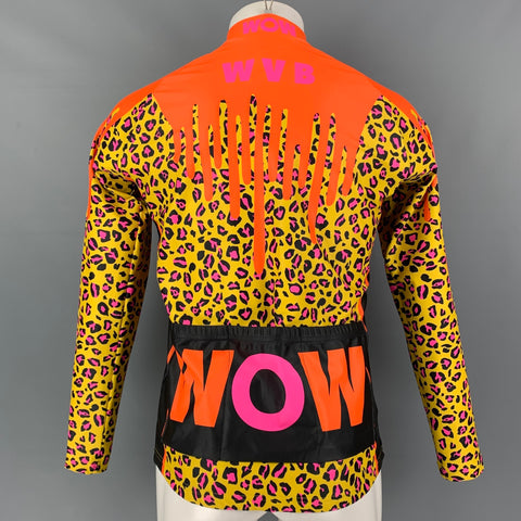 WALTER VAN BEIRENDONCK FW19 Size M Orange Pink Graphic Nylon Jersey Bike Top