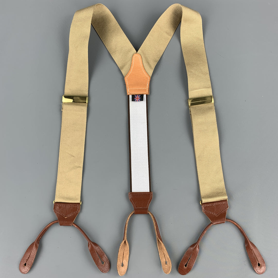Vintage THURSTON LONDON Beige & Brown Leather Suspenders