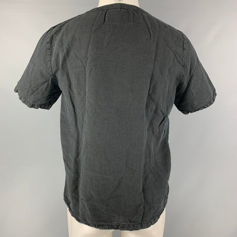 OUR LEGACY Size XS Black Linen &  Cotton Crew-Neck T-shirt