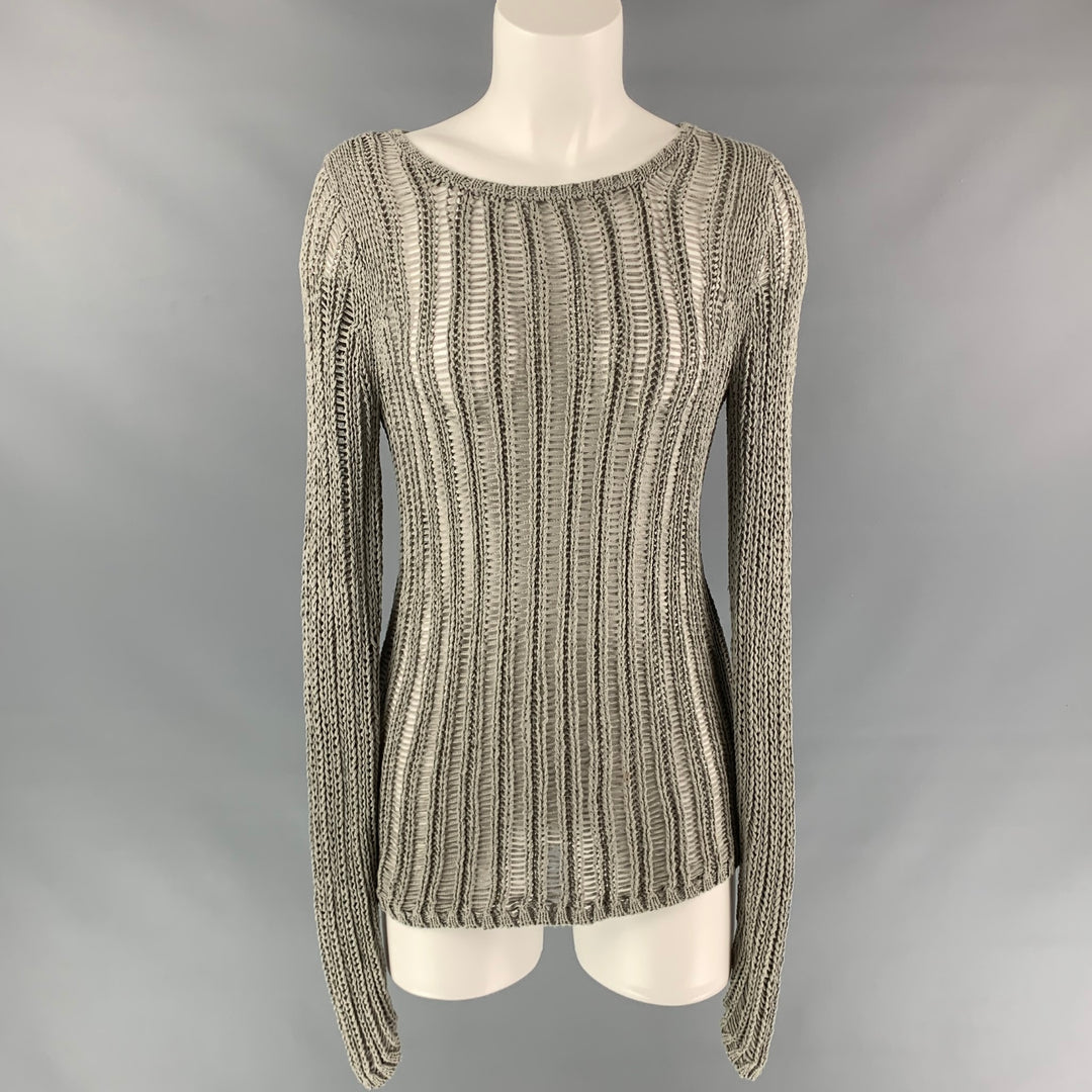 MILLY Size S Grey Knitted Cotton / Acrylic Oversized Pullover