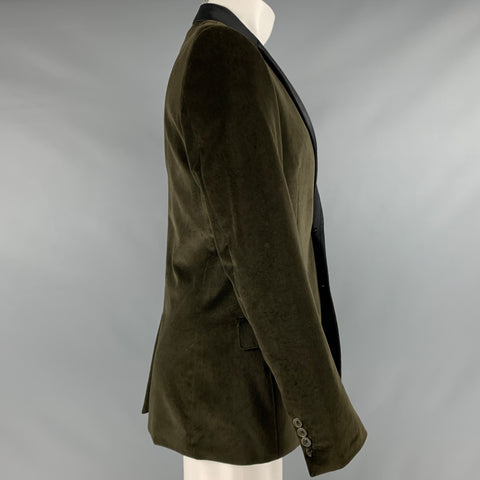 D&G by DOLCE & GABBANA Size 38 Green Black Cotton Velvet Sport Coat