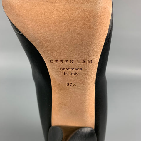 DEREK LAM Size 7.5 Black Leather Ruched Ankle Boots