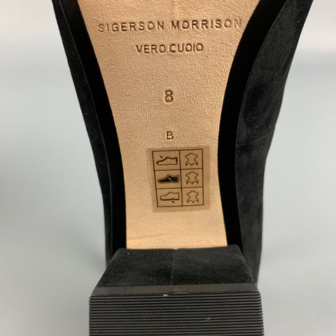 SIGERSON MORRISON Size 8 Black Suede Ankle Strap Pumps