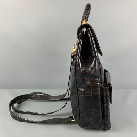 Vintage ANDREA PFISTER Black Alligator Leather Backpack