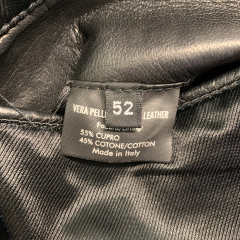 GUCCI Size 42 Black Leather Single breasted Jacket