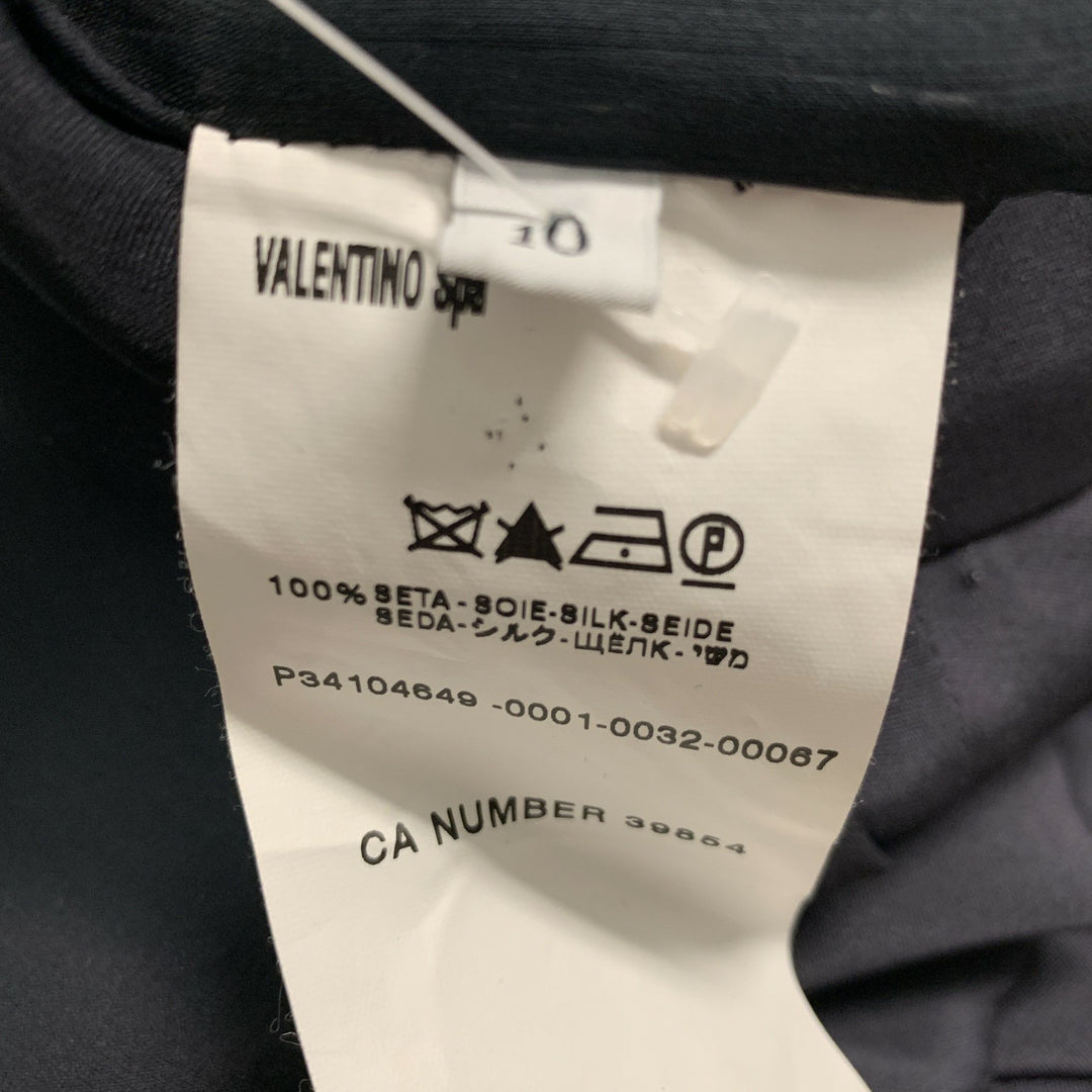 VALENTINO Talla 10 Blazer de cintura plisada de seda gris
