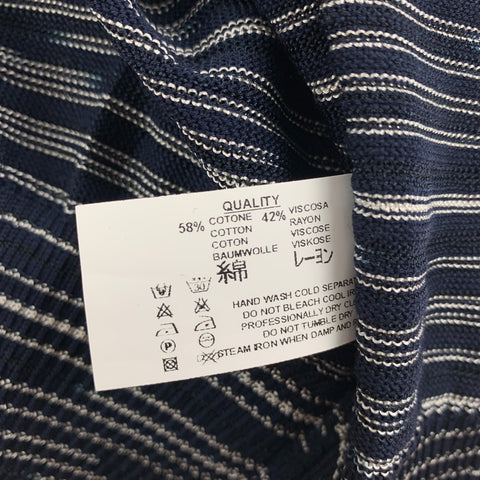 MISSONI SPORT Size S Navy White Stripe Cotton Viscose Buttoned Polo