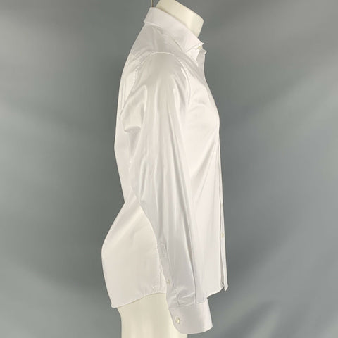 ROBERTO CAVALLI Size M White Solid Cotton Button Up Long Sleeve Shirt