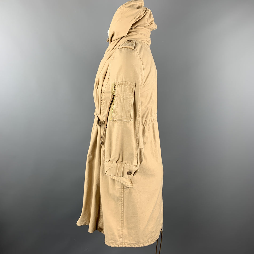 THE DRESS & CO. Size 42 Khaki Cotton Hooded Drawstring Cape Jacket
