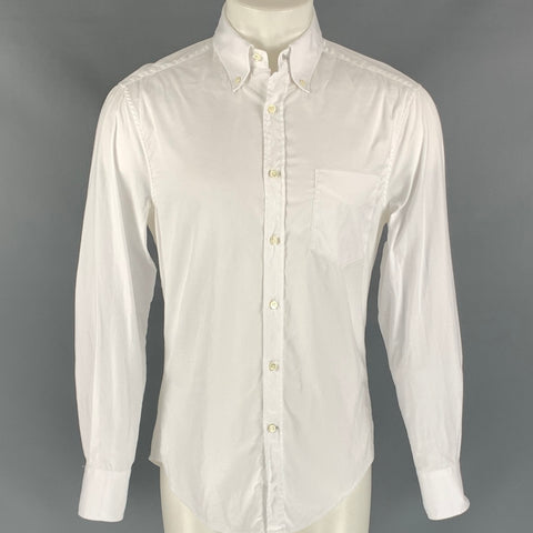 BRUNELLO CUCINELLI Size S White Solid Cotton Button Down Long Sleeve Shirt
