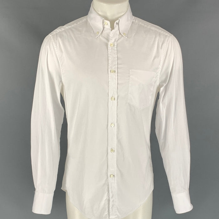 BRUNELLO CUCINELLI Size S White Solid Cotton Button Down Long Sleeve Shirt