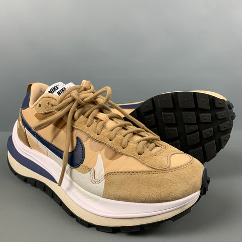 NIKE x SACAI Talla 7.5 Zapatillas de deporte de gamuza con materiales mixtos color tostado y azul marino