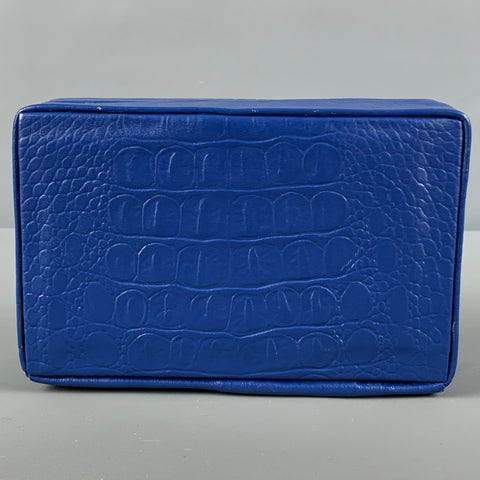 GERALEH MIZRAHI Blue White Leather Clutch Handbag