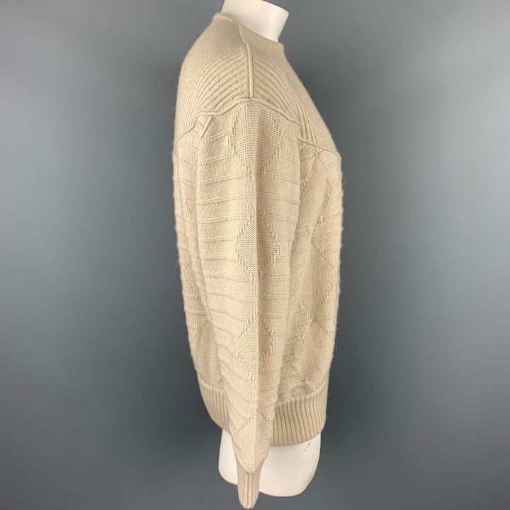 Vintage CLAUDE MONTANA Size L Off White Textured Wool Blend Oversized Sweater