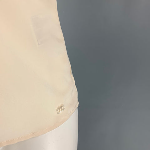 CHANEL 00100 05P Talla 4 Top de vestir sin mangas de seda beige