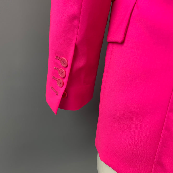 MSGM Size 4 Hot Pink Wool Peak Lapel Buttoned Blazer Jacket