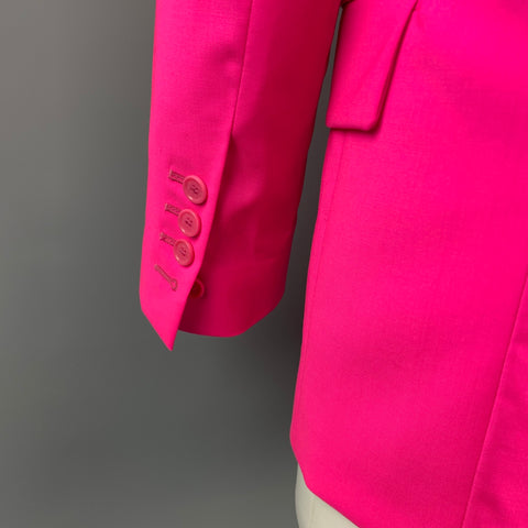 MSGM Taille 4 Veste blazer boutonnée en laine rose vif à revers