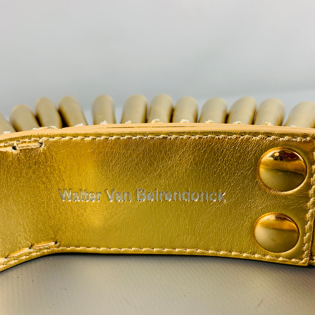 WALTER VAN BEIRENDONCK Spring 2023 Gold Leather Ruff Collar