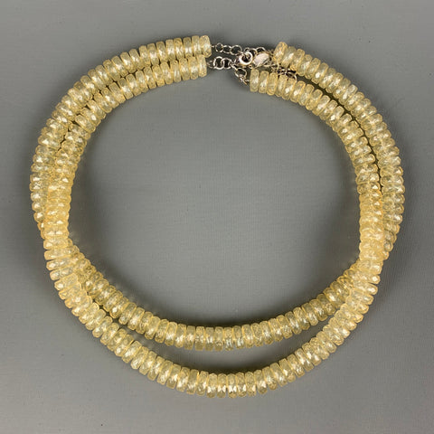 VINTAGE Collier double maillon perlé jaune