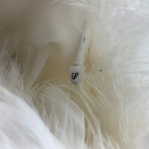 VINTAGE Size S Cream Nylon Cropped Feather Jacket