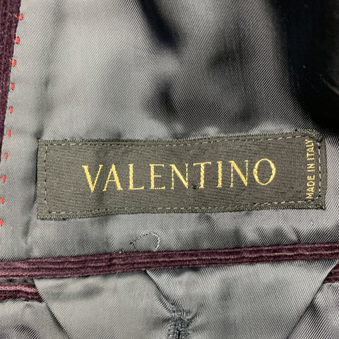 VALENTINO Size 40 Purple Textured Corduroy Notch Lapel Sport Coat