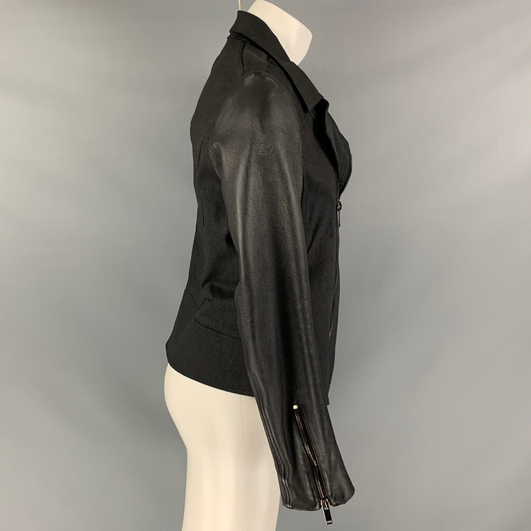 GARETH PUGH Talla M Chaqueta negra de mezcla de algodón de materiales mixtos