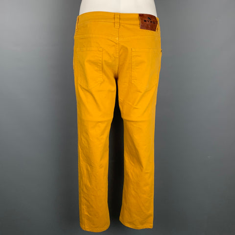 ETRO Talla 32 Pantalones casuales de corte jean de mezcla de algodón mostaza