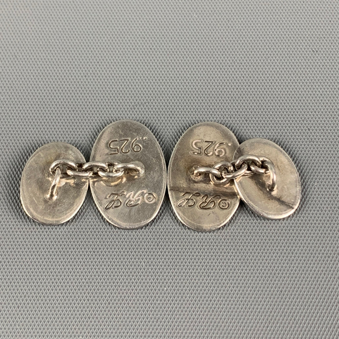 RALPH LAUREN Engraved Sterling Silver Cuff Links