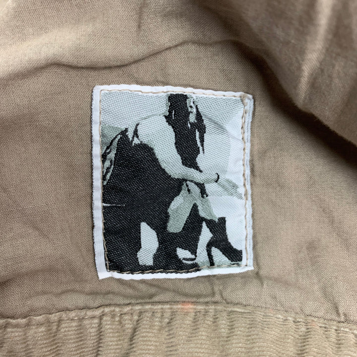 RICK OWENS Size M Khaki Distressed Cotton Trucker Jacket