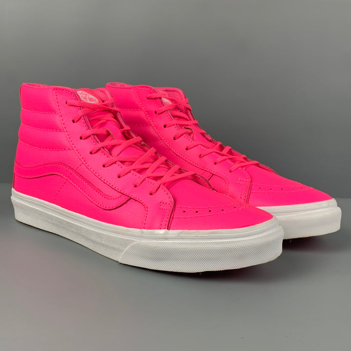 VANS Size 8.5 Neon Pink Leather Sk8-Hi Slim Sneakers