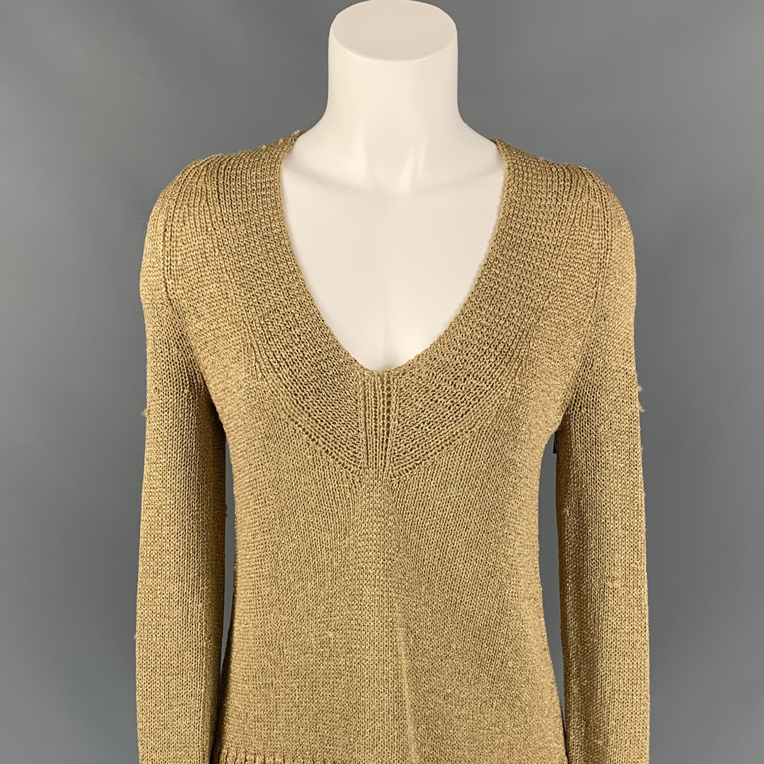 DIANE VON FURSTENBERG Size S Gold Acetate Blend Knitted Pullover