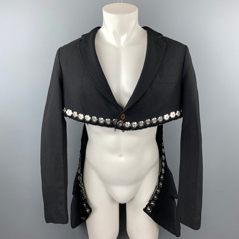 COMME des GARCONS HOMME PLUS Taille M Veste découpée à bouton-pression en polyester noir