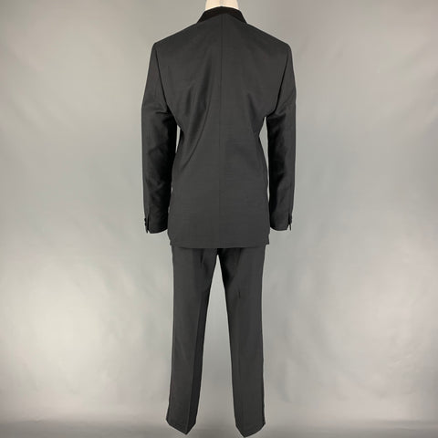 THE KOOPLES Size 38 Black Grid Wool Peak Lapel Tuxedo Suit