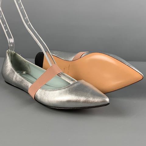 MARC JACOBS Zapatos planos Mary Jane de cuero plateado talla 8.5