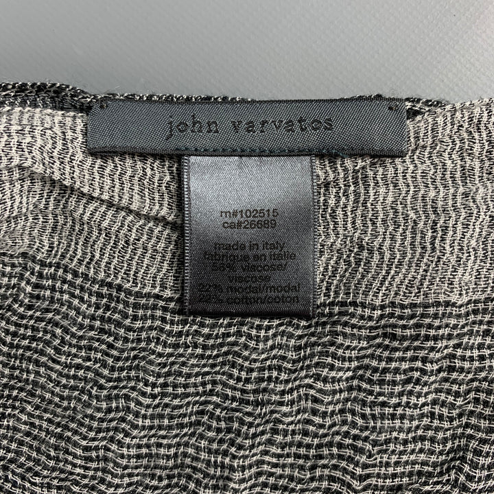 JOHN VARVATOS Black White Viscose Modal Scarf