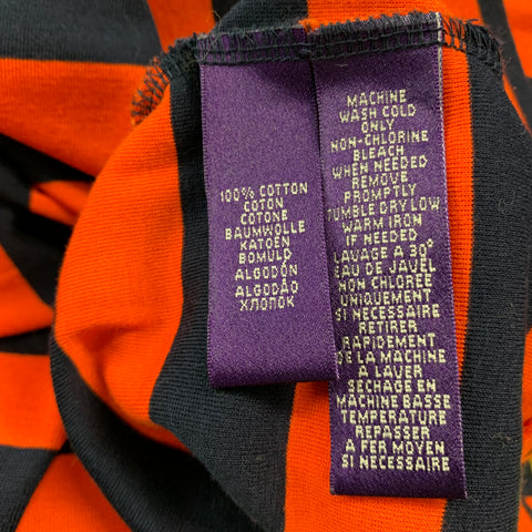 RALPH LAUREN Size XXL Orange Navy Stripe Cotton Crew-Neck T-shirt