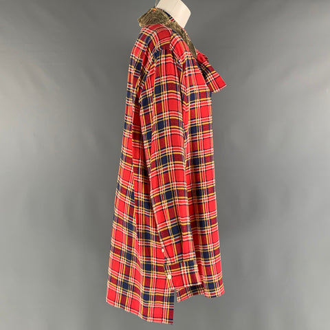 MARC JACOBS Size 8 Red Yellow/Blue Silk Plaid Long Shirt