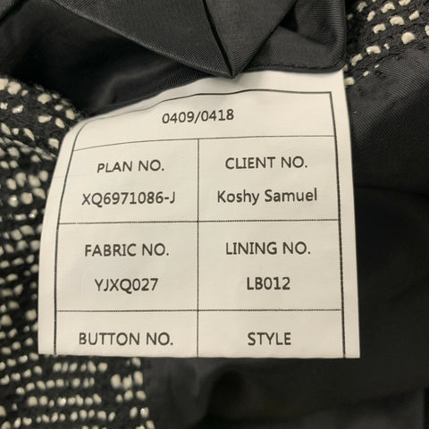 SEBASTIAN CRUZ 44 Size Black White Woven Peak Lapel Suit
