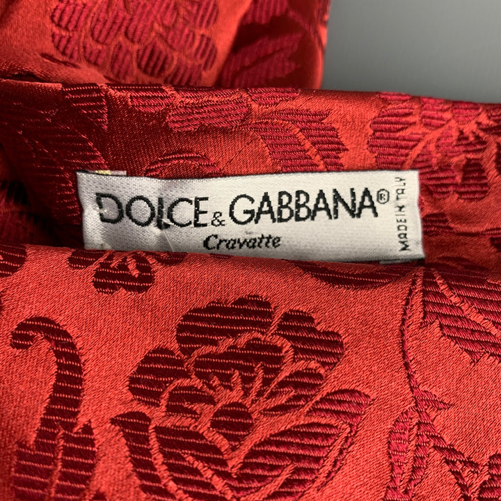 DOLCE & GABBANA Red Floral Brocade Tie