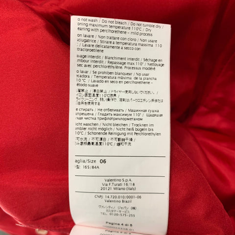 VALENTINO Size 6 Red Silk Wool Short Sleeve Cocktail Dress