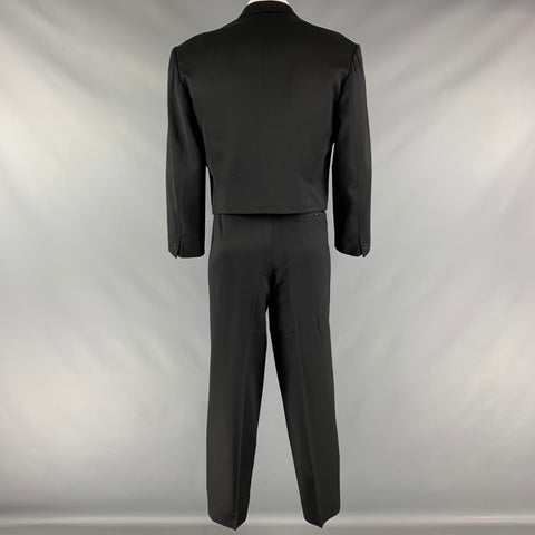 KENZO Size L Black Wool Cropped Suit