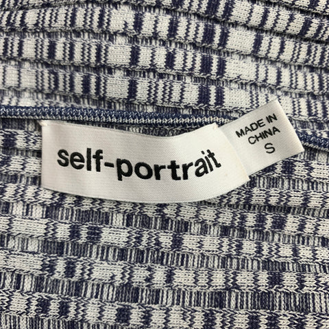 SELF-PORTRAIT SS 21 Size S Blue & Grey Viscose Blend Marbled Crossover Casual Top