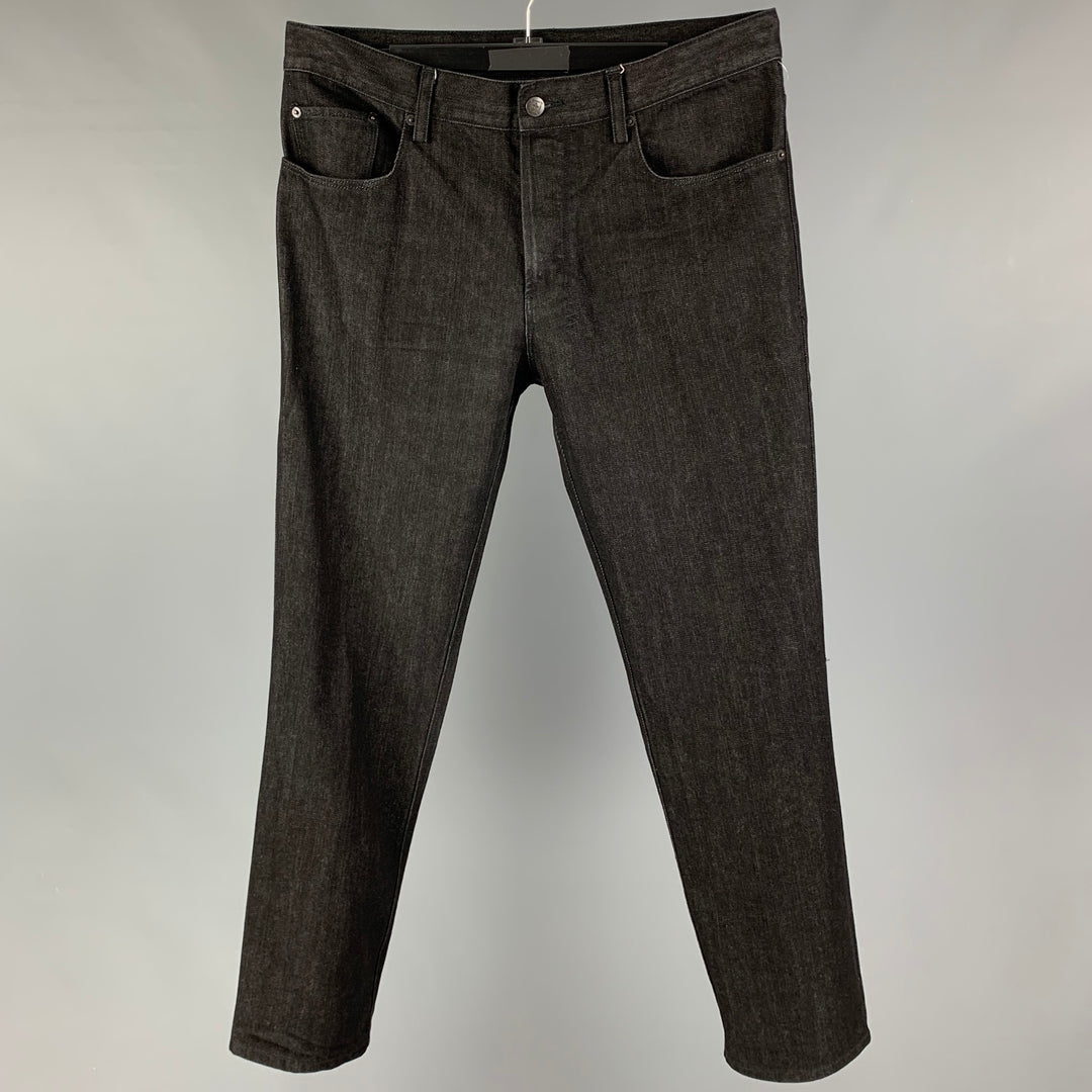 KSUBI Talla 34 Vaqueros rectos con bragueta de botones de algodón negro