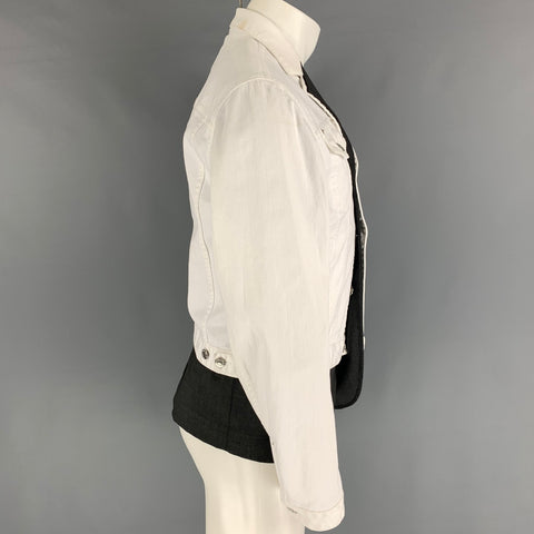 DSQUARED2 Size 40 White Grey Wool Blend Vest Layer Trucker Jacket