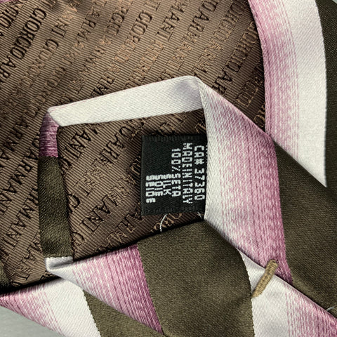 GIORGIO ARMANI Brown & Purple Diagonal Stripe Silk Tie