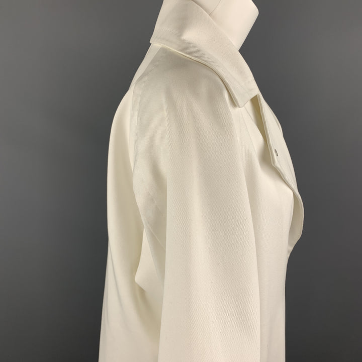 MAX MARA Taille 2 Manteau à revers pointu en coton blanc avec boutons-pression cachés